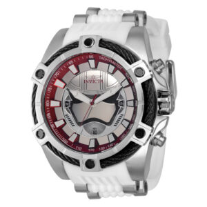 ectq70273_vni_0 jpg - Relógio Masculino Star Wars Captain Phasma, Invicta 37207, Branco e Prata -<p>Este lindo relógio Invicta Star Wars contém um movimento de quartzo preciso, além de uma caixa de aço. Seu mostrador exibe um mostrador de metal protegido por um Cristal Flame Fusi</p>