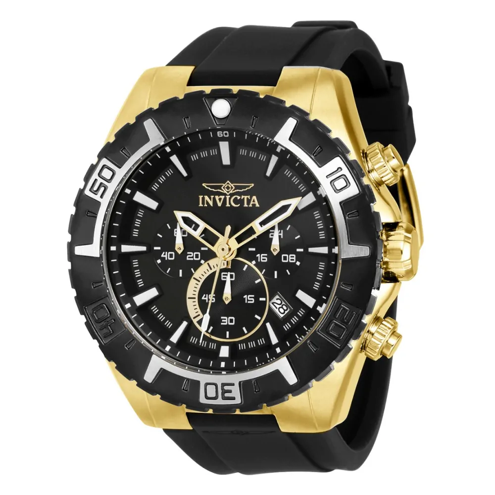 ectq72673_vni_0 jpg - Relógio Masculino Aviator, Invicta 37627, Preto e Dourado -Este impressionante relógio Invicta Aviator apresenta um movimento de quartzo preciso, bem como uma caixa de ouro. Seu mostrador de metal preto é envolto por um altamente protetor&