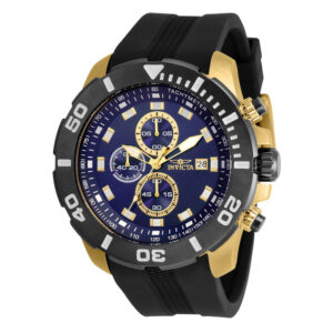 ectq73703_vni_0 jpg - Relgio masculino profissional 52 mm. Preto 30737, Invicta -<p>Este incrvel relgio Invicta da coleo Pro oferece um movimento exato, com uma incrvel caixa dourada. O mostrador exibe um mostrador de metal azul protegido pelo nosso exclusivo Flam</p>
