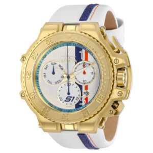 ectq89382_vni_0 jpg - Relógio Masculino S1 Rally Race Team, Invicta 28398, Branco e Dourado -<p>Este incrível relógio Invicta da coleção S1 Rally oferece um movimento Quartz exato, com uma incrível caixa dourada. O mostrador exibe um mostrador de metal protegido por nosso Cri</p>