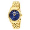 ectq90492_vni_0 jpg - Relgio feminino especializado 36 mm. Ouro 29409, Invicta -Este lindo relgio Invicta Speciality contm um movimento preciso alm de uma caixa dourada. Seu mostrador exibe um mostrador de metal azul protegido por um Cristal Mineral de alta re