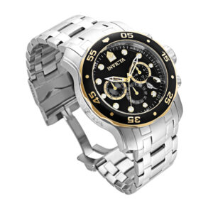 ectq99933_vni_1 jpg - Relgio masculino Invicta profissional em ao inoxidvel 48 mm de dimetro. -<p>Este relgio Invicta da coleo Pro possui um movimento preciso e uma caixa de ao resistente. O mostrador de metal preto e protegido pelo exclusivo Flame Fusion Crystal, enquanto a fa</p>