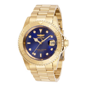 ectq30603_vni_0 jpg - Relgio Automtico Masculino Invicta Pro 42mm, Ouro 30603. -<p>O relgio Invicta Pro um produto impressionante que apresenta um movimento Automtico preciso e uma caixa dourada. Seu mostrador de metal azul envolto por um cristal mineral altament</p>