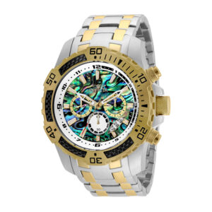 ectq39052_vni_0 jpg - Relgio masculino Pro SCUBA com mostrador Abalone 51 mm. Ao. Ouro 25093, Invicta -<p>Este atraente relgio Invicta da coleo Pro movido por um movimento preciso, com caixa de ao. Seu mostrador decorado por um mostrador iridescente em abalone e protegido por um resist</p>