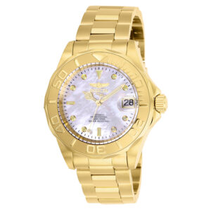 ectq49682_vni_1 jpg - Relgio masculino Pro Automtico com mostrador em madreprola 40 mm. Ouro 28694, Invicta -<p>Este incrvel relgio Invicta da coleo Pro oferece um movimento Automtico exato, com uma incrvel caixa dourada. O mostrador exibe um mostrador branco em madreprola protegido pelo nos</p>