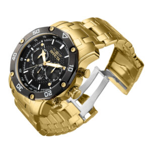ectq52773_vni_1 jpg - Relógio Masculino com Pulseira de Aço Inoxidável Invicta Pro Diver, Dourado 37725 -<p>Este atraente relógio Invicta da coleção Pro Diver é alimentado por um movimento preciso de quartzo, com uma caixa de ouro. Seu rosto é decorado com um mostrador preto, metal e fib</p>