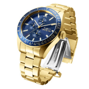 ectq76983_vni_1 jpg - Relgio Masculino Aviador 45mm Ouro Invicta 38967 estilo e sofisticao para o seu dia a dia. -<p>Este relgio Invicta Aviator uma escolha impressionante para quem busca preciso e estilo. Com uma caixa dourada e um mostrador azul de metal, protegido por um cristal Flame Fusion a</p>