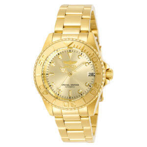 ectq80603_vni_0 jpg - Relgio Automtico Feminino Invicta Pro Ouro 36mm Modelo 30608 -<p>Este um relgio Invicta Pro com movimento Automtico preciso, caixa dourada e mostrador de metal champanhe protegido por um Cristal Mineral de alta resistncia. A pulseira de ao inoxi</p>
