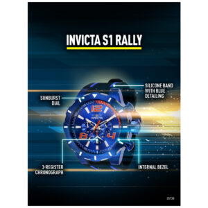 ectq83753_vni_1 jpg - Relgio masculino S1 Rally 52 mm. Preto. Azul 35738, Invicta -<p>Este incrvel relgio Invicta da coleo S1 Rally oferece um movimento exato, com uma incrvel caixa azul. O mostrador exibe um mostrador de metal azul protegido pelo nosso exclusivo Fl</p>