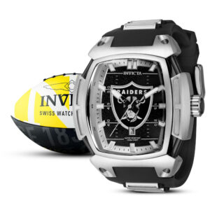 ectq00824_vni_0 jpg - Relógio Masculino Analógico de Quartzo 53mm, Invicta NFL Las Vegas Raiders 42800, Preto -<p>Este impressionante relógio Invicta NFL apresenta um movimento de quartzo preciso, bem como caixa preta prateada. Seu mostrador prateado, branco, preto, cinza e metal é envolto por</p>