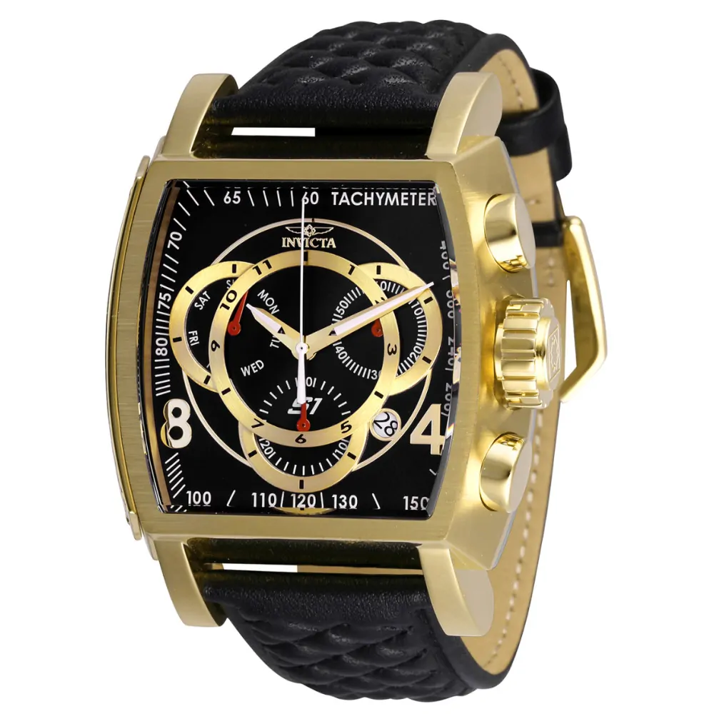 ectq23972_vni_0 jpg - Relgio masculino S1 Rally Swiss Ronda Z60 FE 48mm, Invicta Preto 27932 -Este o relgio Invicta S1 Rally, com movimento preciso e caixa dourada. O mostrador metlico e protegido por um Cristal Mineral de alta resistncia. A pulseira de couro preta e o relg