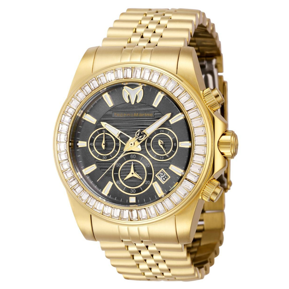 ectq240222_mt_vni_0 jpg - Relógio Masculino TechnoMarine Manta Ray 42mm. Ouro TM 222042 -Este atraente relógio TechnoMarine da coleção Ray é alimentado por um movimento preciso, com uma caixa dourada Seu mostrador é decorado com um mostrador de metal e carvão e protegi