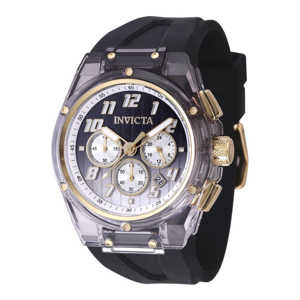 ectq25374_vni_0 jpg - S1 Rally Prism Men s Watch 44mm. Preto 47352 -Este impressionante relógio Invicta S1 Rally apresenta um movimento preciso, bem como uma caixa preta e dourada Seu mostrador metálico branco, preto, plástico e metal é fechado por