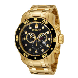 ectq2700_vni_0 jpg - Relógio Pro SCUBA Masculino 48mm. Ouro 0072 -<p>Este impressionante relógio Invicta Pro apresenta um movimento preciso e uma caixa dourada Seu mostrador preto de metal é envolto por um cristal Flame Fusion altamente protetor Est</p>