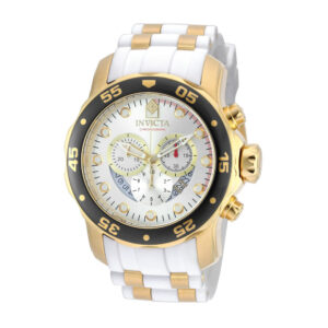 ectq29202_vni_0 jpg - Relógio Pro SCUBA Masculino 48mm. Ouro. Branco 20292 -<p>Este incrível relógio Invicta da coleção Pro oferece um movimento exato, com uma incrível caixa dourada O mostrador exibe um mostrador prateado e metálico protegido pelo nosso excl</p>