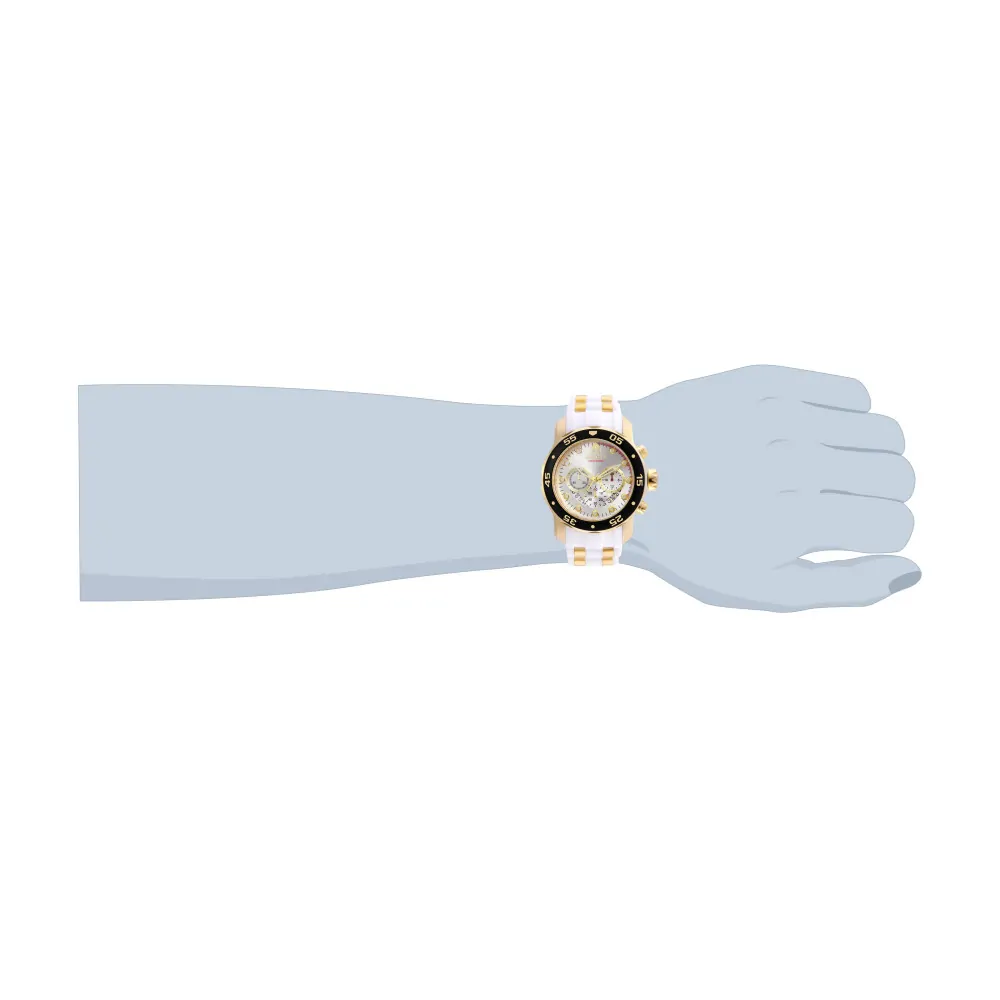 ectq29202_vni_1 jpg - Relógio Pro SCUBA Masculino 48mm. Ouro. Branco 20292 -Este incrível relógio Invicta da coleção Pro oferece um movimento exato, com uma incrível caixa dourada O mostrador exibe um mostrador prateado e metálico protegido pelo nosso excl