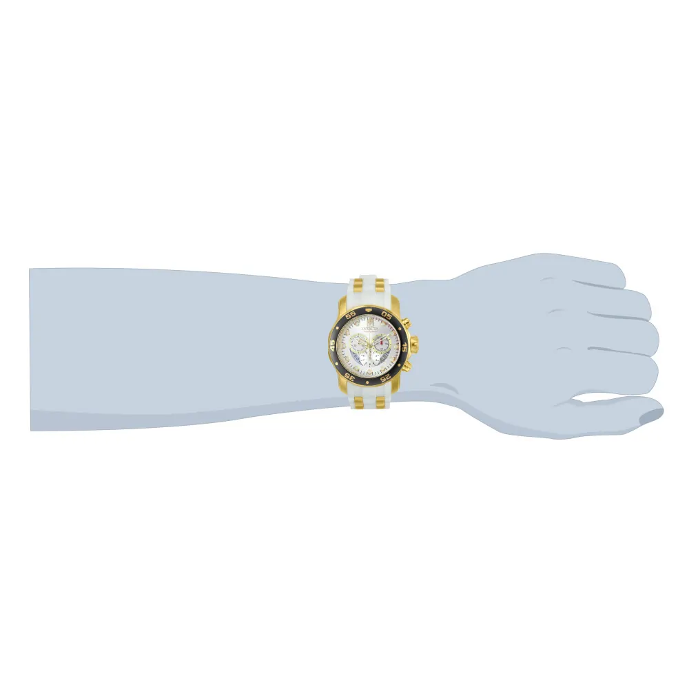ectq29202_vni_3 jpg - Relógio Pro SCUBA Masculino 48mm. Ouro. Branco 20292 -Este incrível relógio Invicta da coleção Pro oferece um movimento exato, com uma incrível caixa dourada O mostrador exibe um mostrador prateado e metálico protegido pelo nosso excl