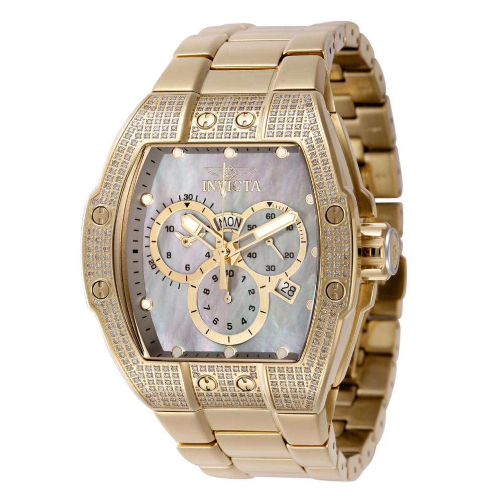 ectq29654_vni_0 jpg - S1 Rally 1,41 quilates diamante suíço Ronda 5050.E calibre relógio masculino com mostrador de madrepérola 44 mm. Ouro -Este lindo relógio Invicta S1 Rally contém um movimento preciso, além de 1,41 quilates de diamantes, sustentados por uma caixa de ouro deslumbrante Seu mostrador exibe um mostrador