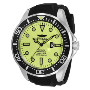 ectq30633_vni_0 jpg - Pro Oversized Automático Masculino Relógio com Mostrador Luminoso 60mm. Preto 33603 -<p>Este atraente relógio Invicta da coleção Pro é alimentado por um movimento Automático preciso, com uma caixa de aço Seu mostrador é decorado por um mostrador verde de metal e prote</p>