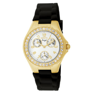 ectq3461_vni_0 jpg - Relógio Feminino de Quartzo Angel, Invicta 1643, Preto e Dourado -<p>Este incrível relógio Invicta da coleção Angel oferece um movimento de quartzo exato, com uma caixa de ouro incrível. O mostrador exibe um mostrador de metal branco protegido por n</p>