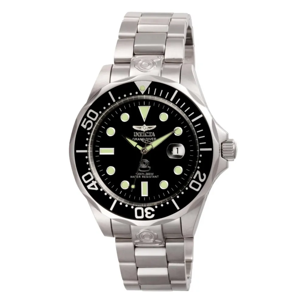 ectq4403_vni_0 jpg - Relógio masculino Grand Automatic 47mm. Aço 3044 -Este atraente relógio Invicta da coleção Pro é alimentado por um movimento Automático preciso, com uma caixa de aço Seu mostrador é decorado por um mostrador preto de metal e prote