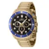 ectq44064_vni_0 jpg - Relógio Pro Masculino 45mm. Ouro 46044 -Este lindo relógio Invicta Pro contém um movimento preciso além de uma caixa dourada Seu mostrador exibe um mostrador preto de latão protegido por um cristal Flame Fusion altamente