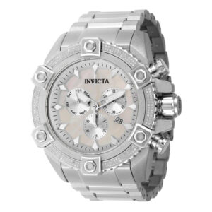 ectq46754_vni_0 jpg - Pro 0,71 quilates diamante suíço Ronda Z60 calibre relógio masculino com mostrador de madrepérola 56 mm. Aço 45764 -<p>Este lindo relógio Invicta Pro contém um movimento preciso, além de 0,71 quilates de diamantes, sustentados por uma caixa de aço deslumbrante Seu mostrador exibe um mostrador branc</p>