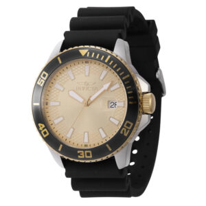ectq49064_vni_0 jpg - Relógio Pro Masculino 45mm. Preto 46094 -<p>Este impressionante relógio Invicta Pro apresenta um movimento preciso e uma caixa de aço Seu mostrador dourado e de latão é envolto por um cristal Flame Fusion altamente protetor&</p>