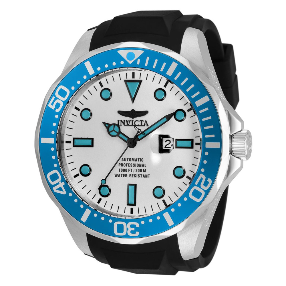 ectq50633_vni_0 jpg - Pro Oversized Automático Masculino Relógio com Mostrador Luminoso 60mm. Preto 33605 -Este lindo relógio Invicta Pro contém um movimento automático preciso, além de uma caixa de aço Seu mostrador exibe um mostrador branco de metal protegido por um Cristal Mineral de