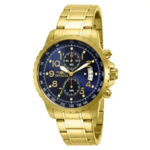 ectq58731_vni_0 jpg - Relógio Masculino Especializado 45mm. Ouro 13785 -<p>Este impressionante relógio Invicta Specialty apresenta um movimento preciso e uma caixa dourada Seu mostrador azul de metal é envolto por um cristal Flame Fusion altamente proteto</p>