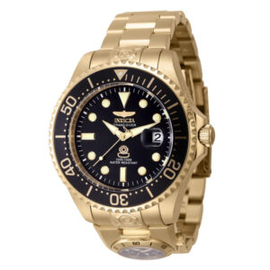 ectq61854_vni_0 jpg - Relógio Masculino Dual Time Grand Automático 47mm. Ouro 45816 -<p>Este impressionante relógio Invicta Pro apresenta um movimento automático preciso e uma caixa dourada Seu mostrador preto de metal é envolto por um cristal mineral altamente protet</p>