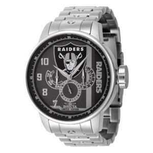 ectq62154_gz_vni_0 jpg - NFL Las Vegas Raiders Relógio Masculino 48mm. Aço ZG 45126 -<p>Este impressionante relógio Invicta NFL apresenta um movimento preciso e uma caixa de aço Seu mostrador cinza e preto de metal é envolto por um cristal mineral altamente protetor E</p>