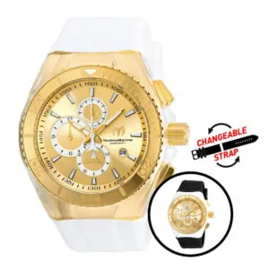 ectq640511_mt_vni_0 jpg - Relógio TechnoMarine Cruise Star Masculino 46mm. Branco. Preto com alça intercambiável TM 115046 -<p>Este impressionante relógio TechnoMarine Star apresenta um movimento preciso e uma caixa dourada Seu mostrador dourado e metálico é envolto por um cristal mineral altamente proteto</p>