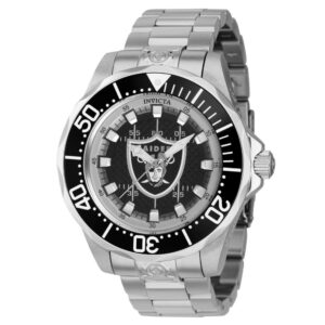 ectq71124_gz_vni_0 jpg - NFL Las Vegas Raiders Relógio Automático Masculino 47mm. Aço ZG 42117 -<p>Este impressionante relógio Invicta NFL apresenta um movimento automático preciso e uma caixa de aço Seu mostrador preto de metal é envolto por um cristal mineral altamente proteto</p>