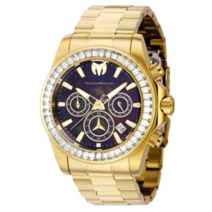 ectq730222_mt_vni_0 jpg - Relógio masculino TechnoMarine Manta Ray com mostrador em madrepérola 42 mm. Ouro TM 222037 -<p>Este incrível relógio TechnoMarine da coleção Ray oferece um movimento exato, com uma incrível caixa dourada O mostrador exibe um mostrador preto em madrepérola protegido pelo noss</p>