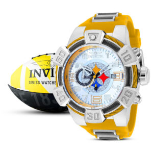 ectq77753_vni_0 jpg - Relgio masculino NFL Pittsburgh Steelers 52 mm. Amarelo. Bronze 35777, Invicta -<p>Este atraente relgio Invicta da coleo NFL movido por um movimento preciso, com uma caixa prateada. Seu mostrador decorado por um mostrador de metal e protegido por um resistente Cr</p>
