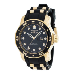 ectq79093_vni_0 jpg - Relógio Pro Masculino 48mm. Ouro. Preto 39097 -<p>Este impressionante relógio Invicta Pro apresenta um movimento preciso e uma caixa dourada Seu mostrador preto de metal é envolto por um cristal Flame Fusion altamente protetor Est</p>