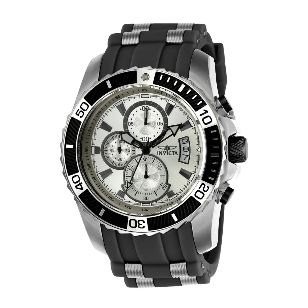 ectq82422_vni_0 jpg - Relógio Masculino Pro SCUBA 45mm. Aço. Preto 22428 -Este impressionante relógio Invicta Pro apresenta um movimento preciso e uma caixa de aço Seu mostrador prateado e metálico é envolto por um cristal Flame Fusion altamente protetor