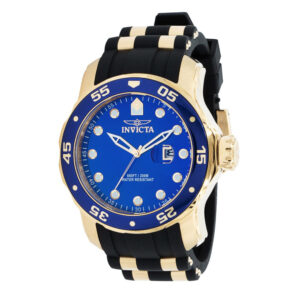 ectq89093_vni_0 jpg - Relógio Pro Masculino 48mm. Dourado. Preto 39098 -<p>Este incrível relógio Invicta da coleção Pro oferece um movimento exato, com uma incrível caixa dourada O mostrador exibe um mostrador azul de metal protegido pelo nosso exclusivo&</p>