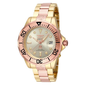ectq93061_vni_0 jpg - Relógio Grand Automático Masculino 47mm. Dourado. Ouro Rosa 16039 -<p>Este incrível relógio Invicta da coleção Pro oferece um movimento Automático exato, com uma incrível caixa em ouro rosa O mostrador exibe um mostrador dourado e metálico protegido&</p>