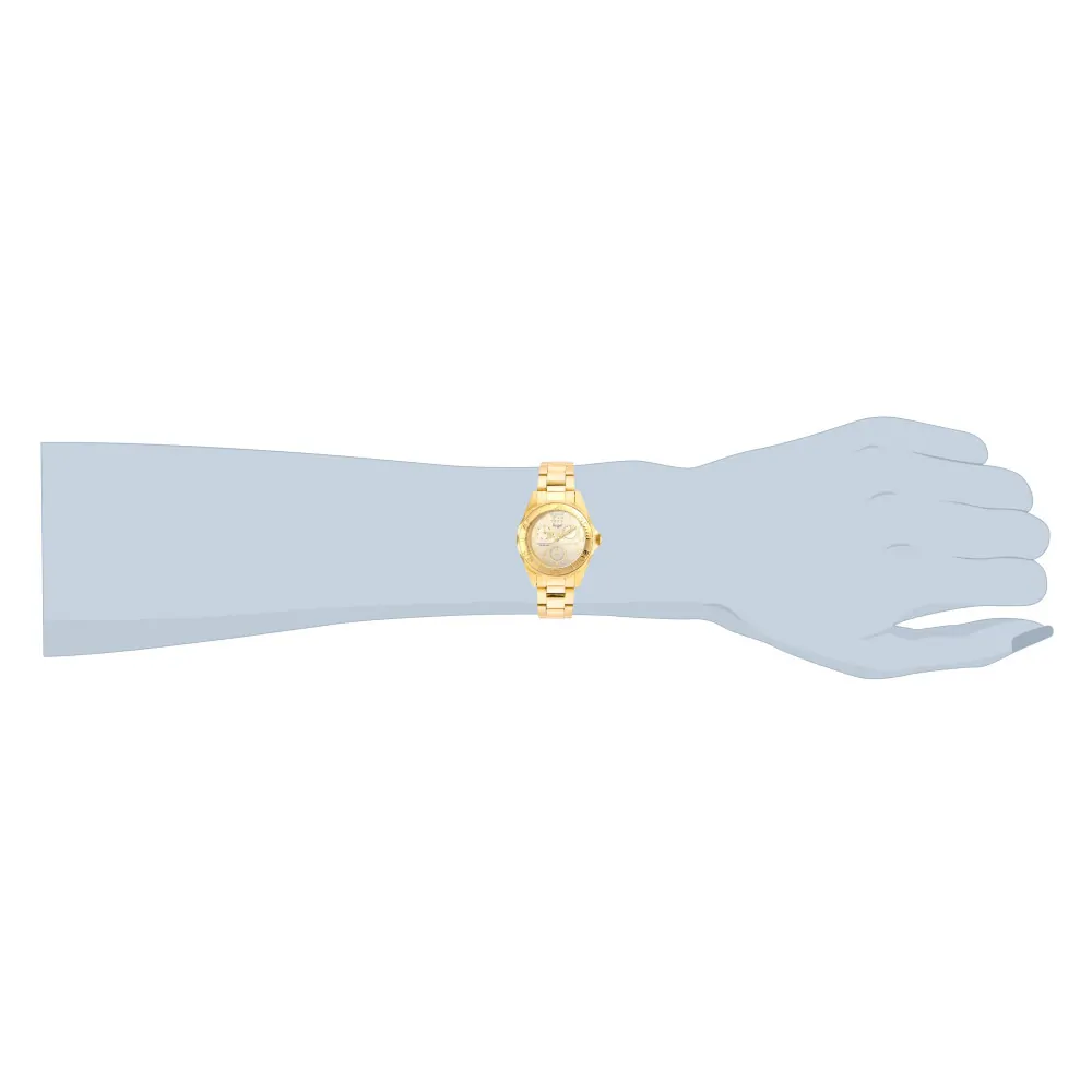 ectq79612_vni_1 jpg - Relgio feminino anjo 38 mm. Ouro 21697, Invicta -Este atraente relgio Invicta da coleo Angel movido por um movimento preciso, com caixa dourada. Seu mostrador decorado por um mostrador de metal dourado e protegido por um resisten