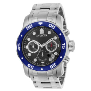ectq95008_vni_0 jpg - Relógio Masculino Pro Diver SCUBA, Invicta 80059, Prata -<p>Este lindo relógio Invicta Pro Diver contém um movimento de quartzo preciso, além de uma caixa de aço. Seu mostrador exibe um mostrador de metal cinza protegido por um Cristal Flam</p>