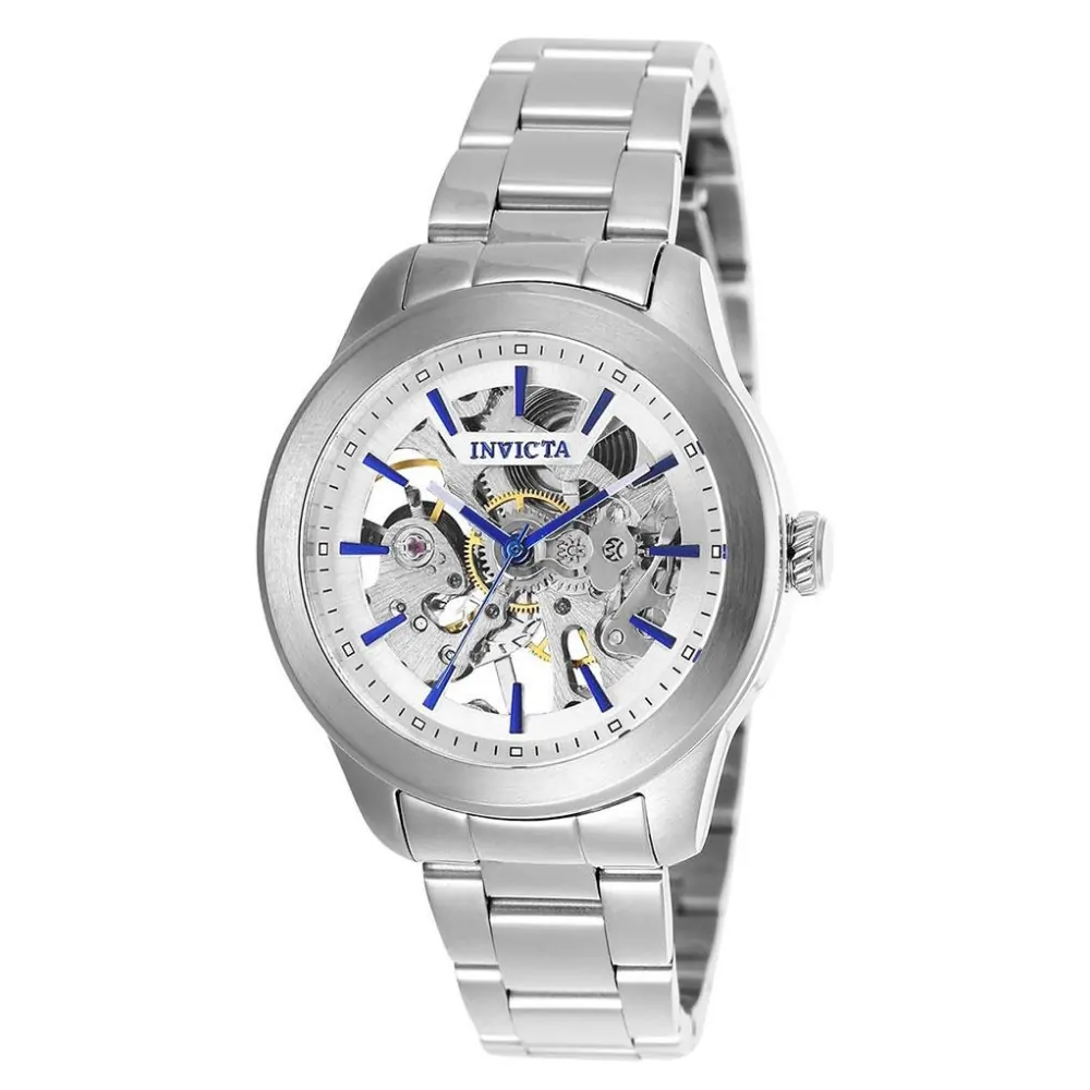 ectq05752_vni_0 jpg - Relógio Feminino Mecânico Vintage, Invicta 25750, Prata -Este lindo relógio Invicta Vintage contém um movimento mecânico preciso, além de uma caixa de aço. Seu mostrador exibe um mostrador de metal prateado protegido por um Cristal Flame