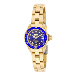 ectq63071_vni_0 jpg - Relógio Feminino Pro Diver, Invicta 17036, Dourado e Azul -<p>Este impressionante relógio Invicta Pro Diver apresenta um movimento de quartzo preciso, bem como uma caixa de ouro. Seu mostrador de metal azul é envolto por um Cristal Mineral al</p>
