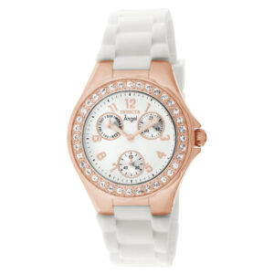 ectq6461_vni_0 jpg - Relógio Feminino de Quartzo Angel, Invicta 1646, Branco e Ouro Rosa -<p>Este impressionante relógio Invicta Angel apresenta um movimento de quartzo preciso, bem como uma caixa em ouro rosa. Seu mostrador de metal branco é envolto por um Cristal Flame F</p>