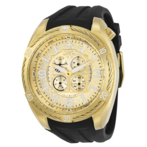 ectq68403_vni_0 jpg - Relógio Masculino de Quartzo Aviator, Invicta 30486, Preto e Dourado -<p>Este incrível relógio Invicta da coleção Aviator oferece um movimento Quartz exato, com uma incrível caixa dourada. O mostrador exibe um mostrador de metal dourado protegido pelo n</p>