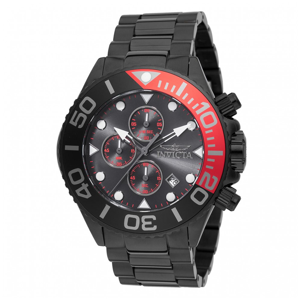 ectq19584_vni_0 jpg - Grand Men S Watch 52mm. Preto 48591 -Este impressionante Invicta Grand Watch apresenta um movimento preciso, bem como uma caixa cinza, vermelha e preta Seu mostrador preto de metal é fechado por um cristal mineral alt