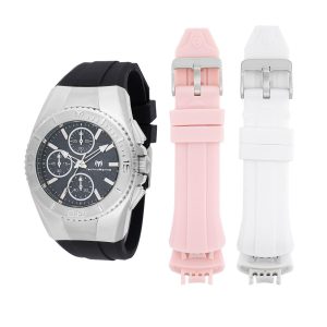 ectq330421_mt_vni_1 jpg - Relógio TechnoMarine Cruise Original Unissex com Mostrador em Madrepérola 38mm, Preto, Branco, Rosa e Pulseira Interchangeável TM124033 -<p>Este belo relógio TechnoMarine Original contém um movimento preciso de quartzo, além de um estojo de aço. Seu mostrador exibe uma madrepérola preta protegida por um cristal mineral</p>