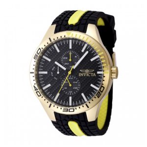 ectq37884_gz_vni_0 jpg - Relógio Masculino Invicta Racing 46mm Amarelo e Preto -<p>Este impressionante relógio masculino Invicta Racing apresenta um movimento preciso de quartzo, além de uma caixa dourada. Seu mostrador preto de latão é protegido por um cristal m</p>