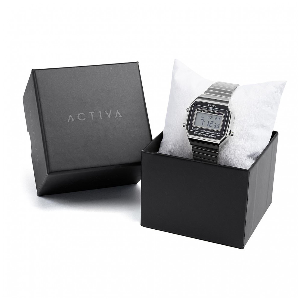 ectq400vwca_vni_3 jpg - Relógio Masculino Digital Vintage Invicta Activa 39mm, Prateado e Preto ACWV004 -Aprecie o estilo clássico com um toque moderno do relógio masculino digital Invicta Activa Vintage. Com design vintage, este relógio possui visor digital, caixa de 39mm em liga pra